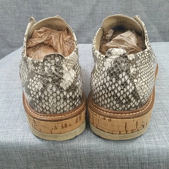 AGL Attilio Giusti Leomruni Oxfords Shoe  Snake Print Leather cork platform 41 - Picture 10 of 14